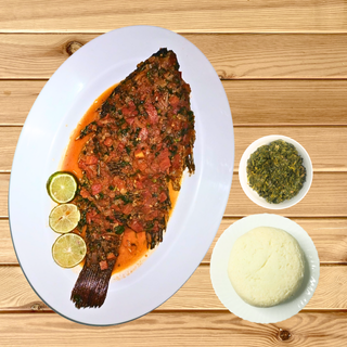 Large Wet Fish, served with ugali and kienyeji